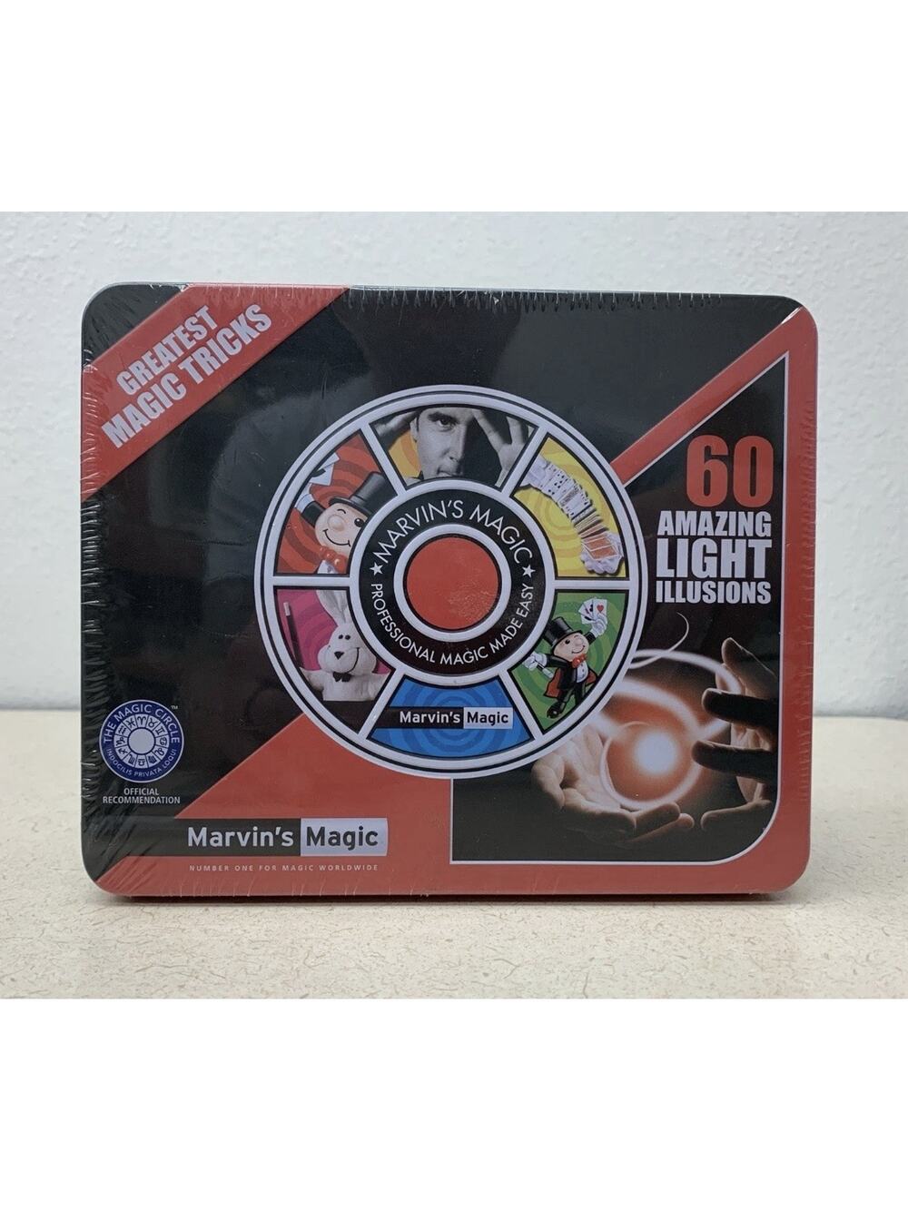 NEW Marvin’s Magic Tricks Professional Magic Made Easy 60 Light Illusions TinBox